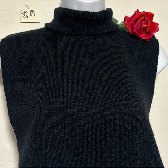 Vtg Unisex acrylic Fold over Turtleneck Dickie Black Sweater LIKE NEW - Picture 1 of 6